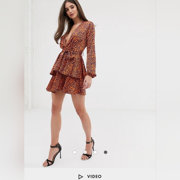 ASOS | John Zack Tall Women-s plunge front skater dress leopard Plus Size 18 NWT - Picture 6 of 10